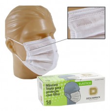Máscara Tripla Proteção Caixa com 50 unidades Descarpack