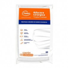 Máscara Tripla com Elástico Branca pct  C/ 50 unidades