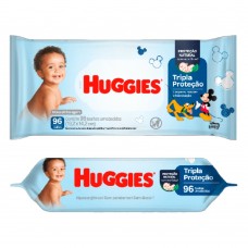 Toalhas Umedecidas Huggies Tripla Proteção com 96 unidades